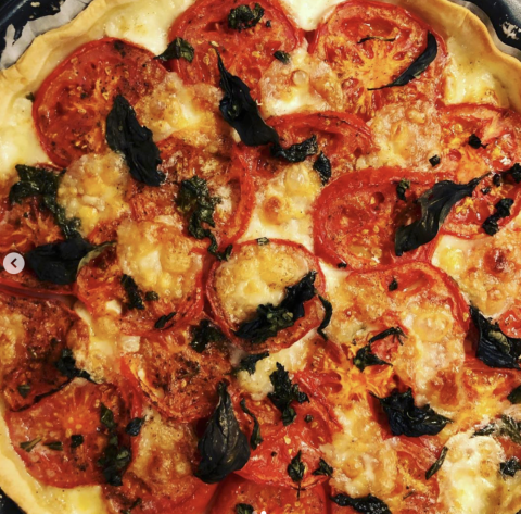 Tarte tomates, mozzarella, basilic, bar à salades, Villeurbanne 